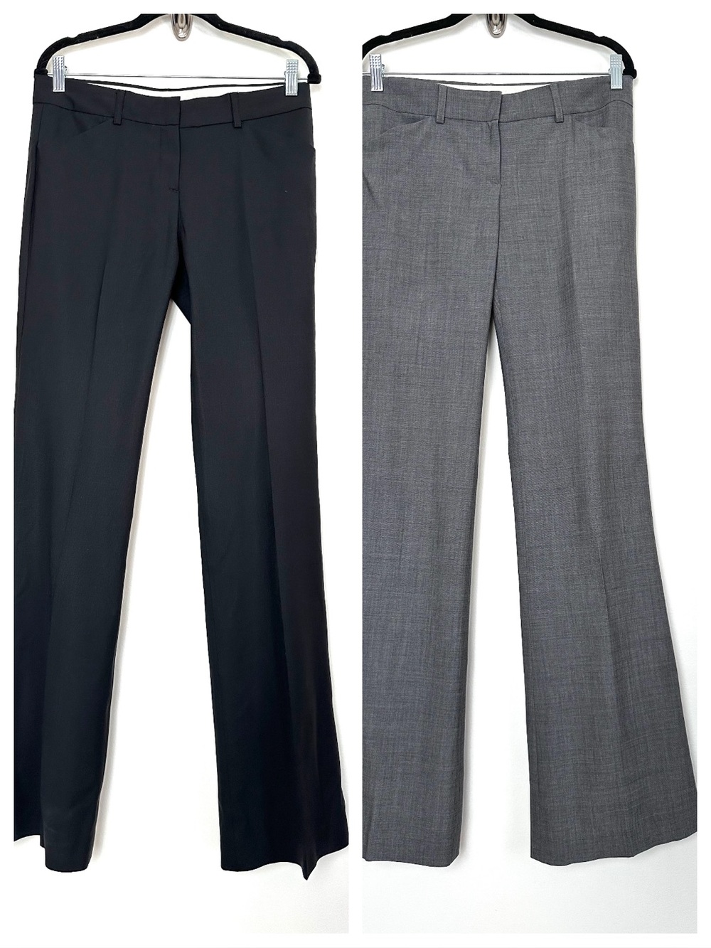 Theory Minimalist Wool Flare Leg Trousers x2 Low Rise Career Quiet Luxury Office